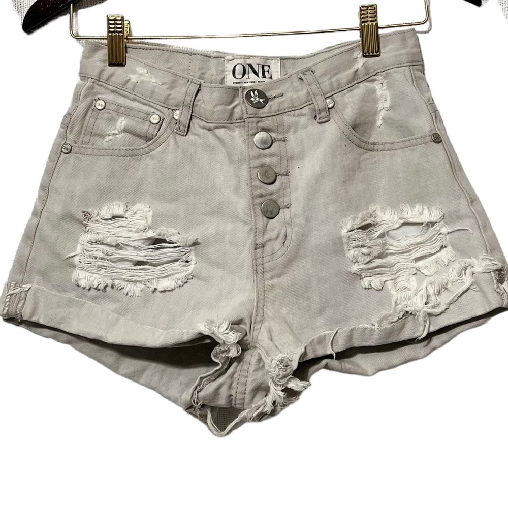 ✨ One Teaspoon Hawks High Waisted Denim Jean Shorts - Picture 2 of 5